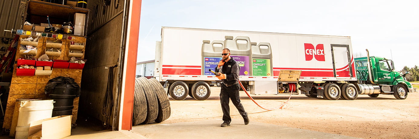 Cenex driver delivering fuel