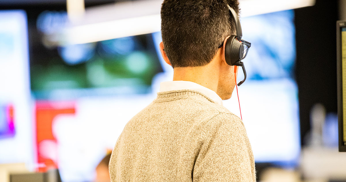 Man wearing a headset