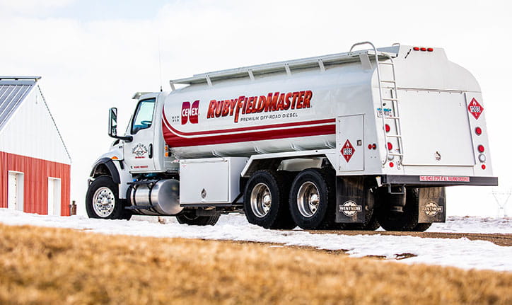 Cenex Ruby FieldMaster truck on a farm