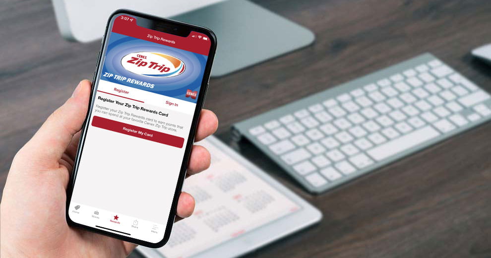 Cenex Zip Trip app on smartphone