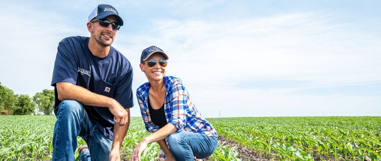 Aerial view of silos and fields