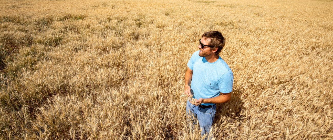 Man standing in a field. 