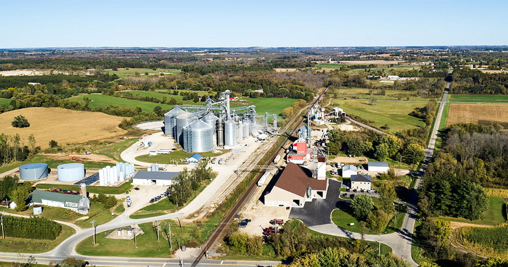 Aerial image of an ag co-op