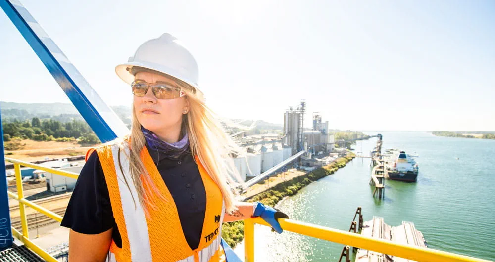 Woman wearing safety gear