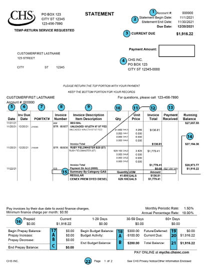 Example CHS statement