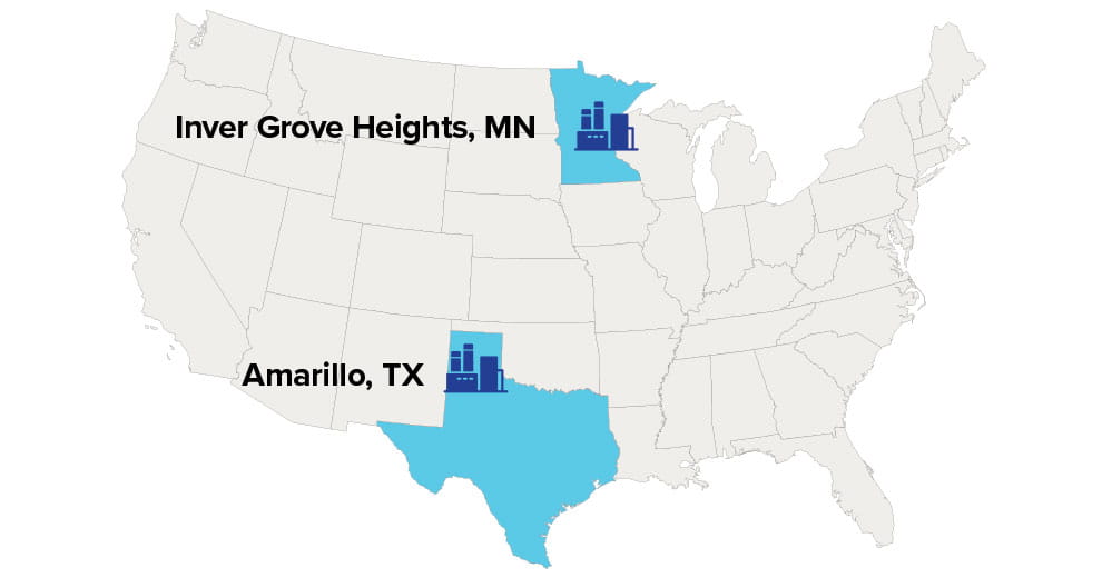 map displaying manufacturing locations of private label lubricants