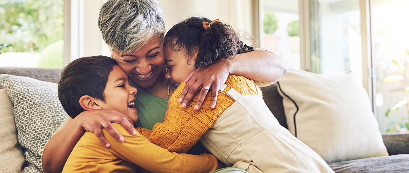A family hugging