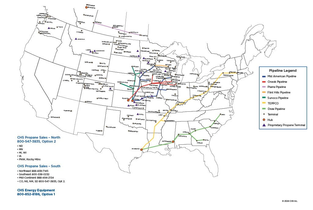 Pipelines and terminals map
