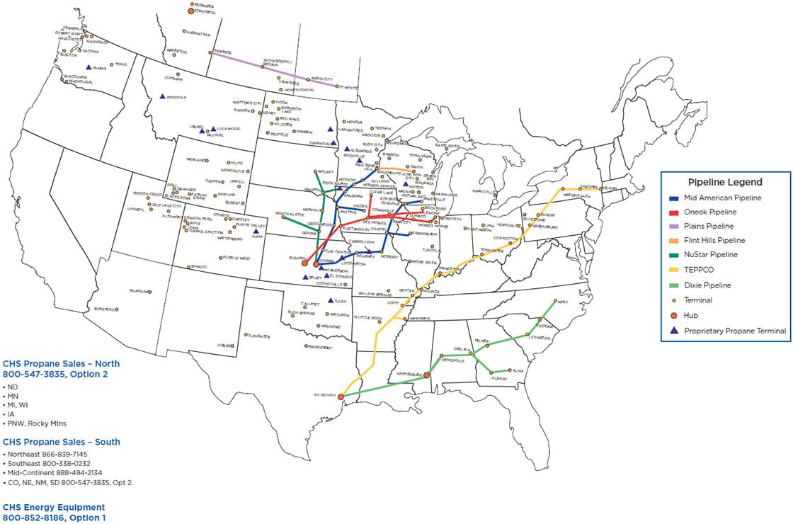 Pipelines and terminals map