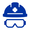 Safety hat and goggles icon