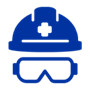 Safety hat and goggles icon