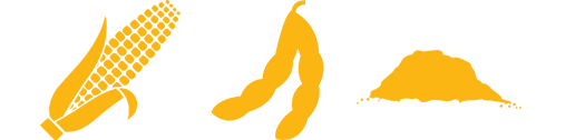 Yellow corn, soybean and pile of DDG icons