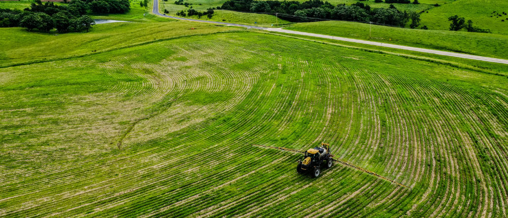 fertilizer being spread in a field