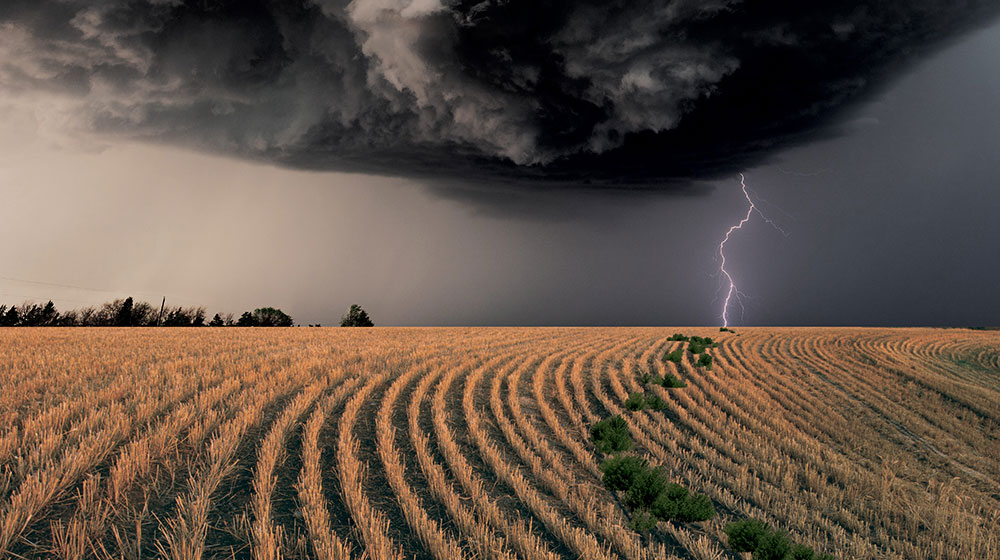 Field with lightning over it