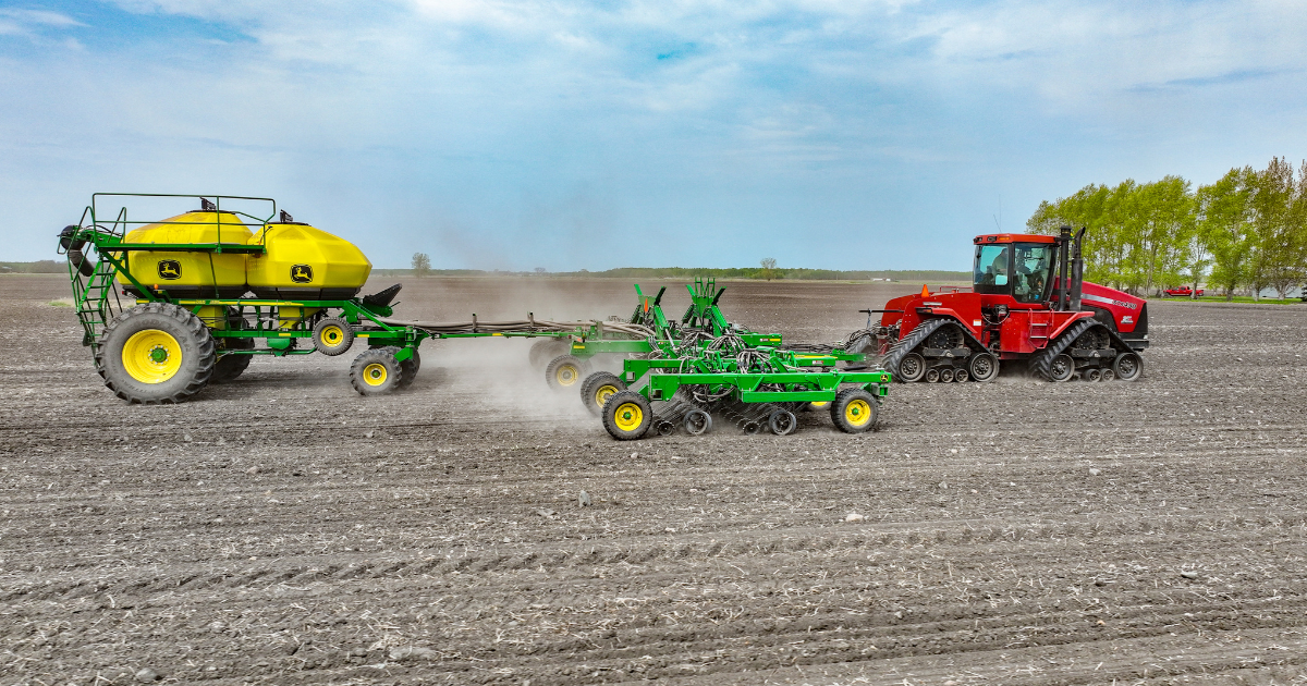 Tractor pulling a planter