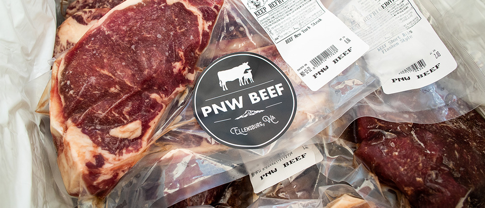 vacuum sealed package of pnw beef