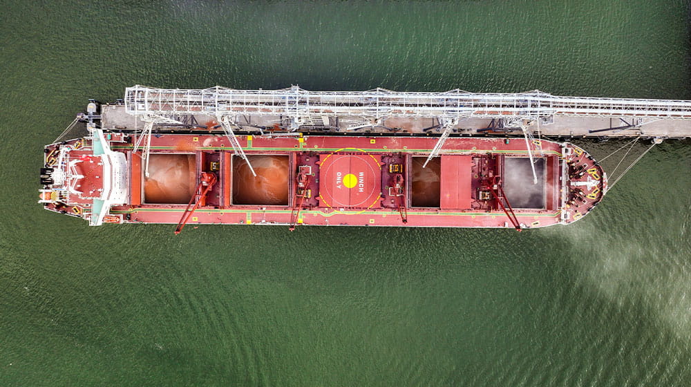 Ship being loaded with sorghum