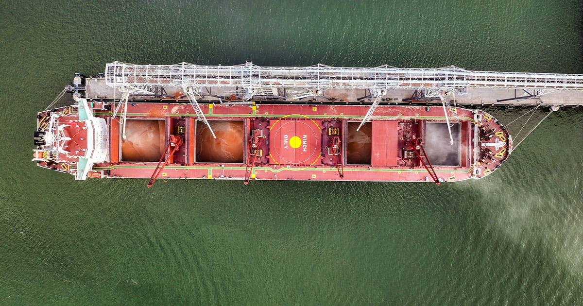 Ship being loaded with sorghum