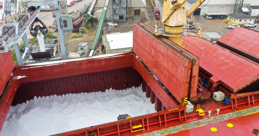 Fertilizer in a barge