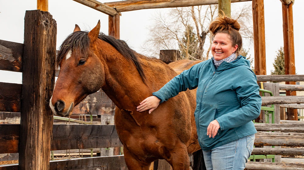 Megan Bridges, local horse manager and owner of 2M Livestock, donates colts for students to work with.