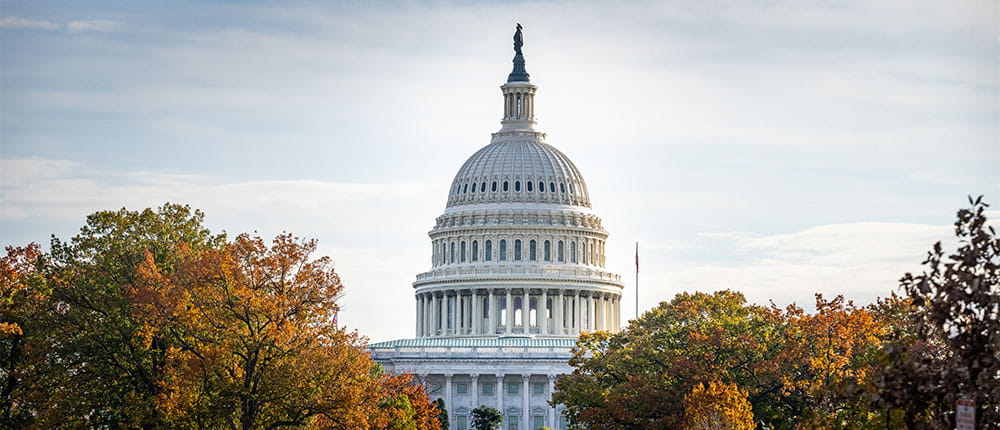 The Capitol in Washington, D.C. during the fall
