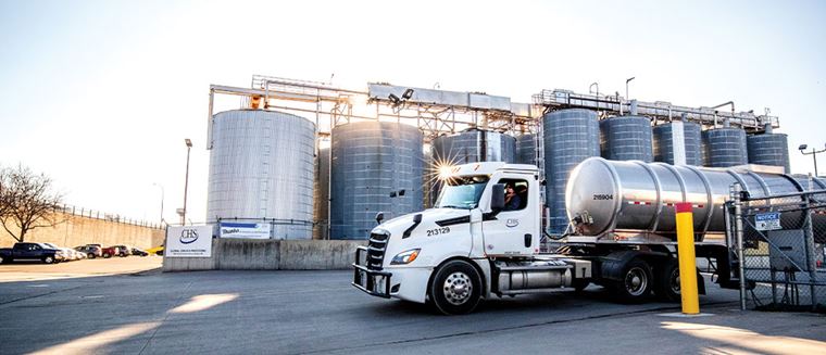 Semi tanker at processing plant