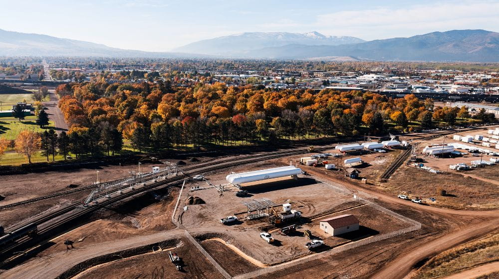 Aerial image of the Missoula propane terminal.