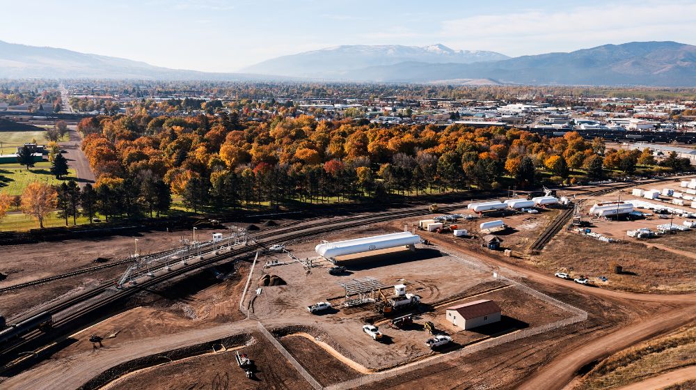 Aerial image of the Missoula propane terminal.