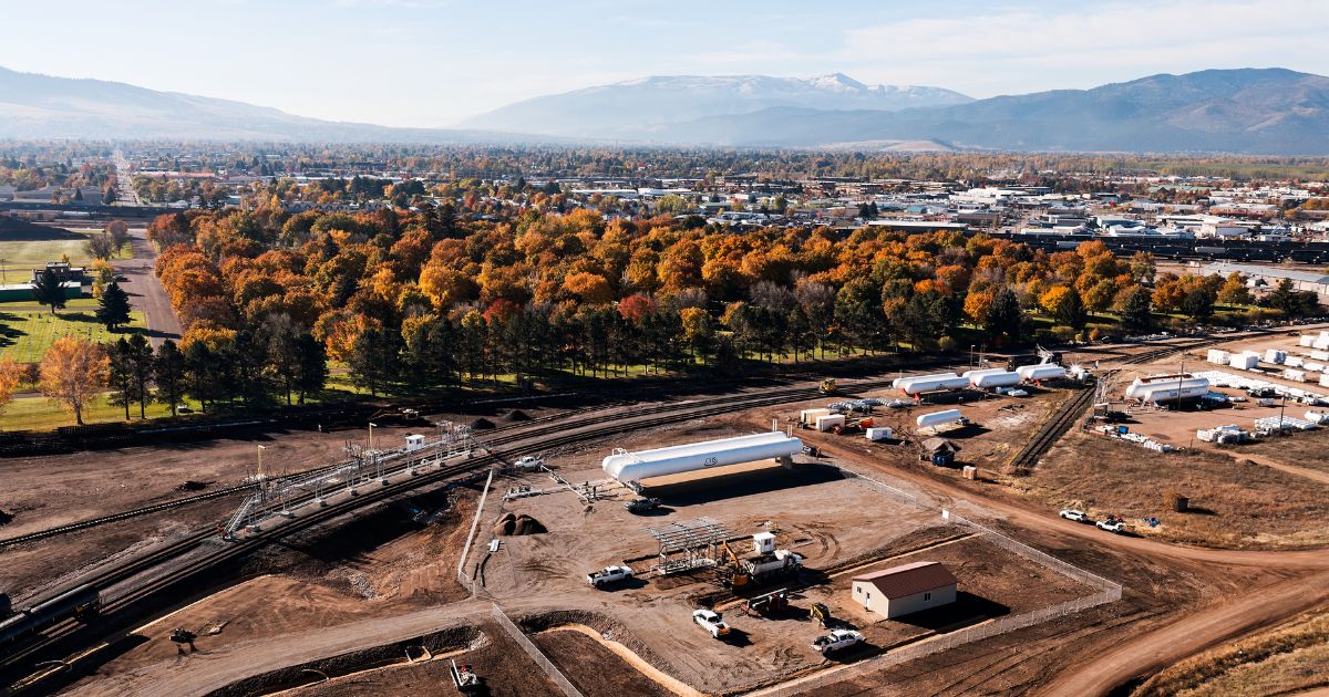 Aerial image of the Missoula propane terminal.
