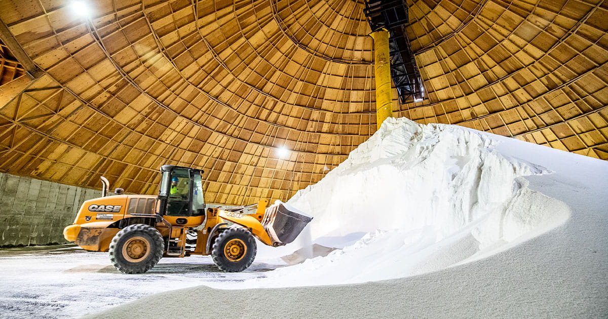 Equipment in a fertilizer shed.