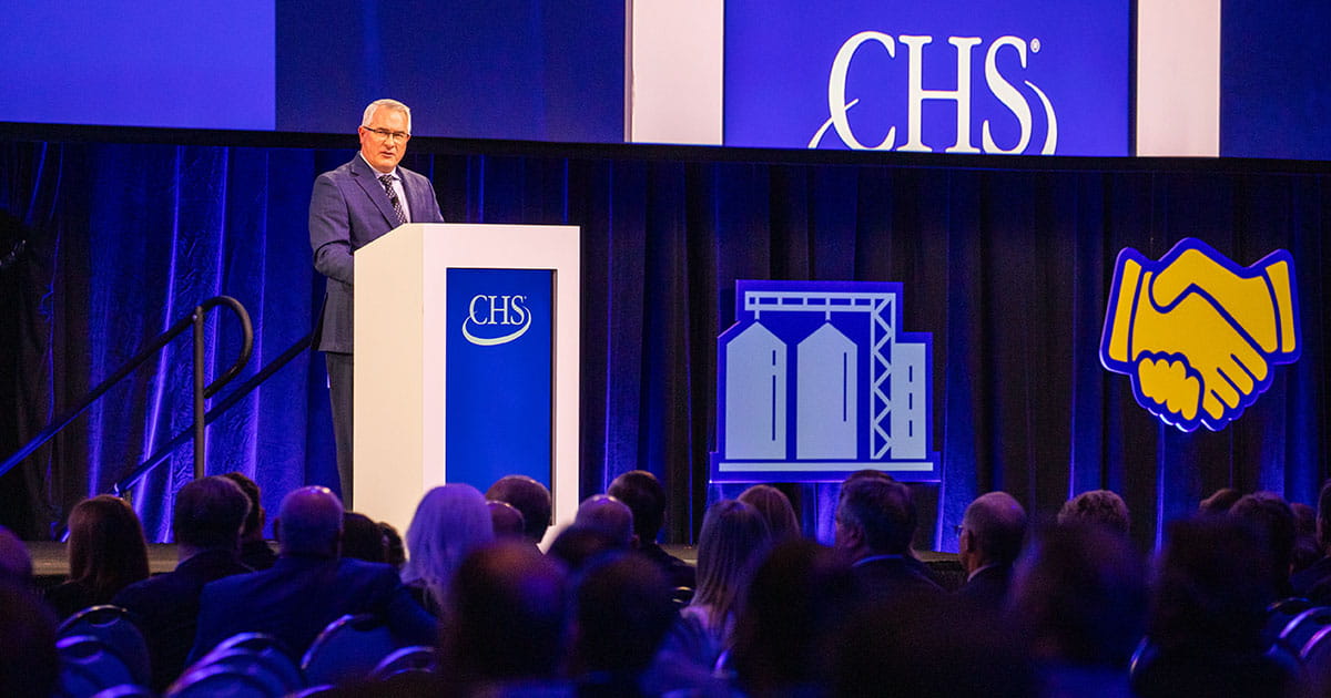 Dan Schurr speaking at annual meeting