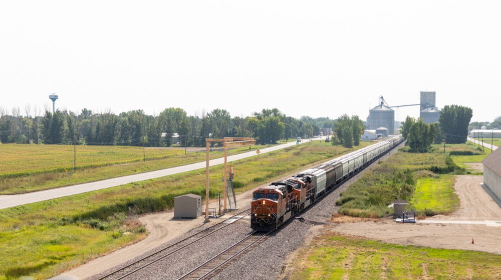 A train on the move.